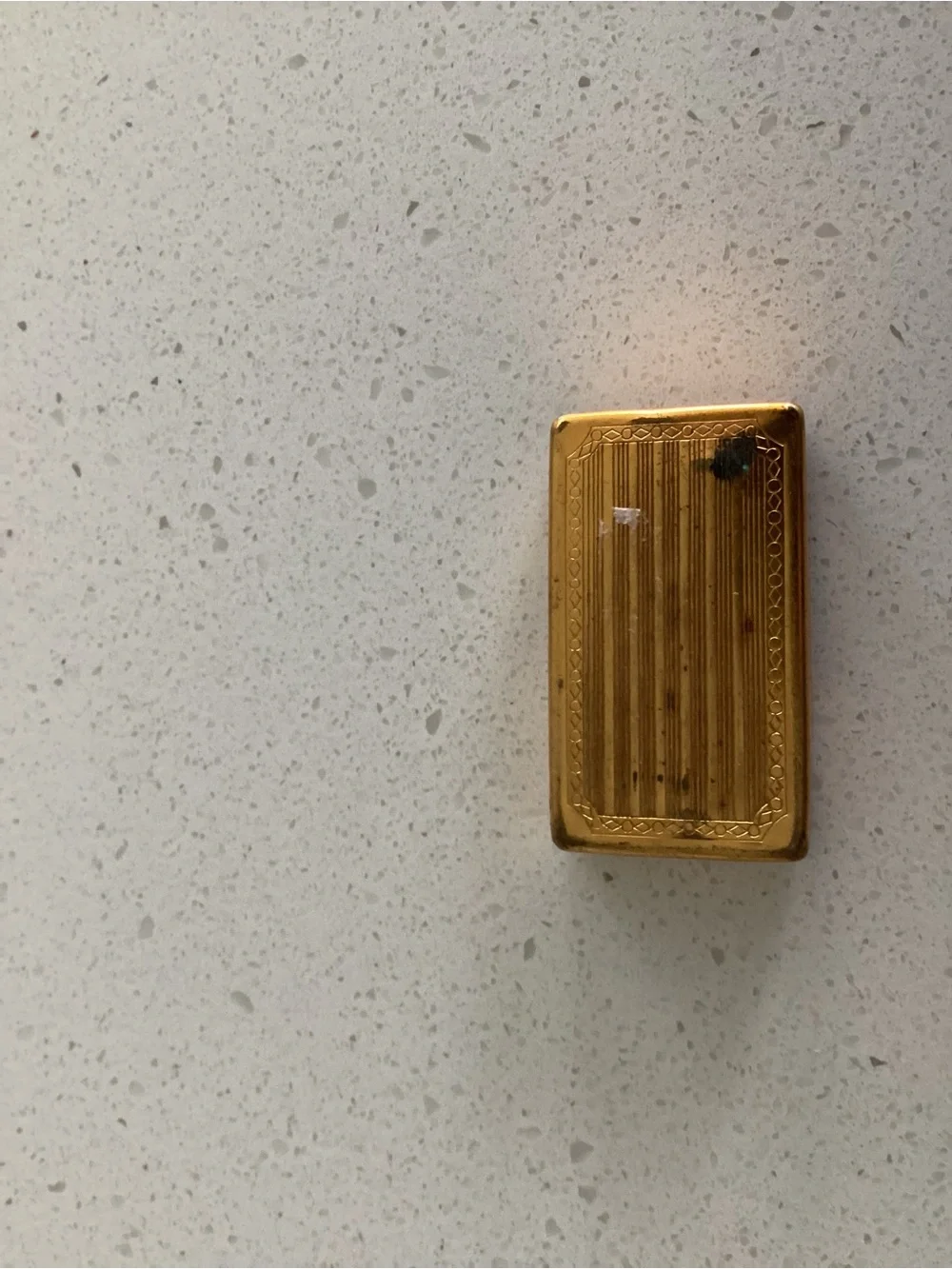 Vtg. Gold toned brass Gillette safety Razor blade case, 1908-1919. Late Edwardia